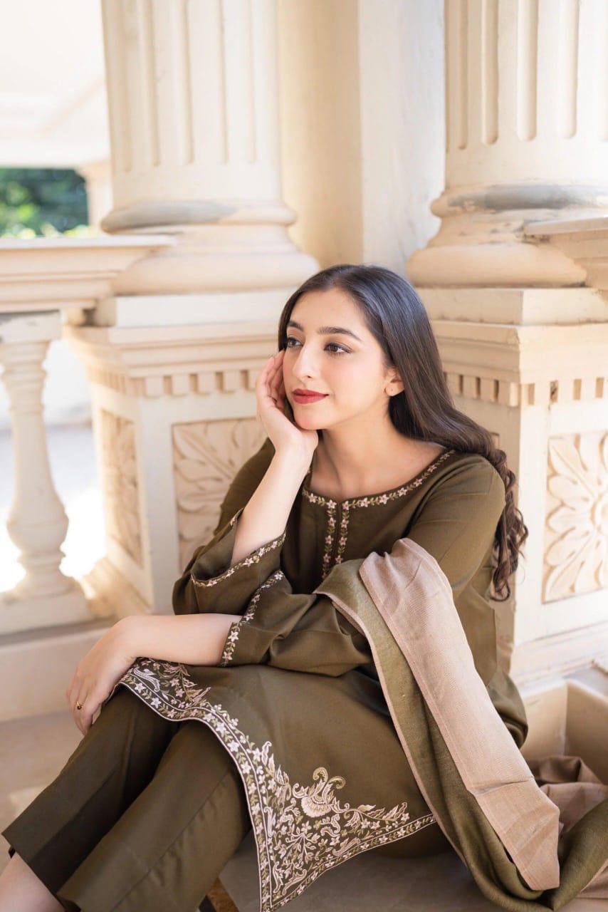 Fabric Dhanak Suit with Pashmina wool Shaw